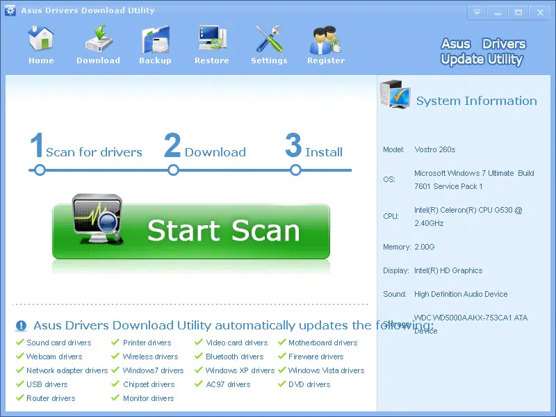 Asus Drivers Download Utility for Windows 32-bit/64-bit